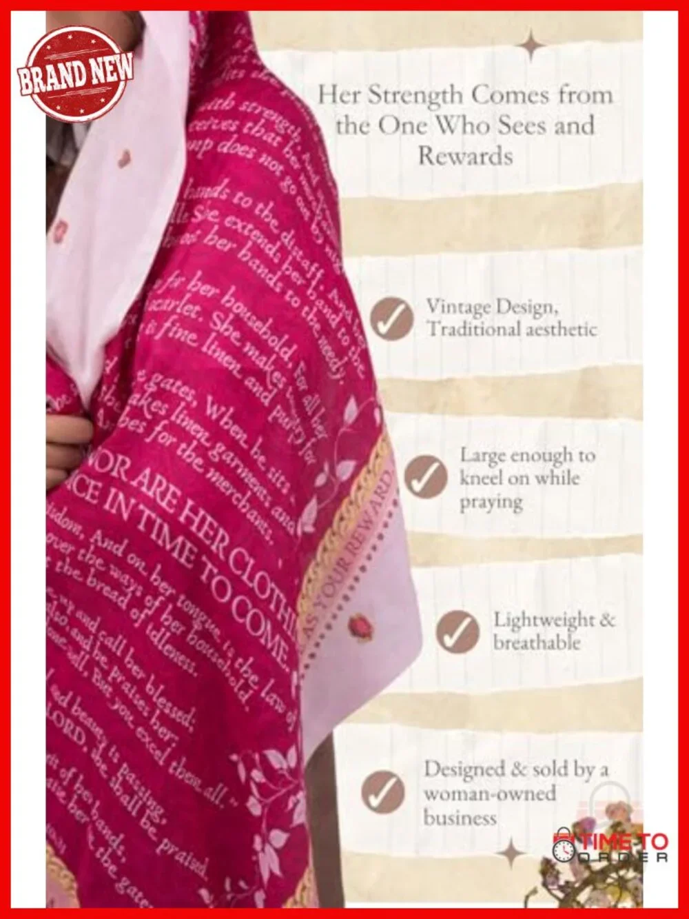 Prayer Shawl for Women - Soft Modal Twill Wrap with Scripture Verses